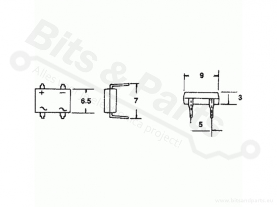 Bruggelijkrichter DB107S 1000V / 1A 
